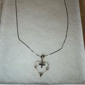Chic Silver Heart and Cross Necklace